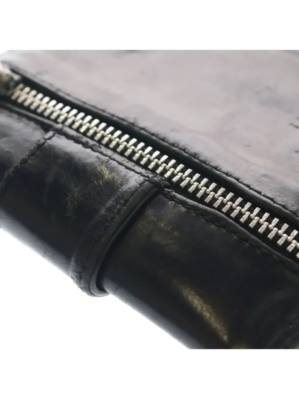 Chrome Hearts Large 3 Fold Celtic Button Dagger Zip Leather Wallet Black